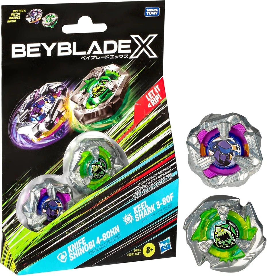 BEYBLADE-X - SET 2PZ - KNIFE SHINOBI & KEEL SHARK